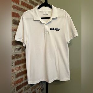 Lacoste Men's Polo Shirt White Cotton Pique Short Sleeve Logo | size medium